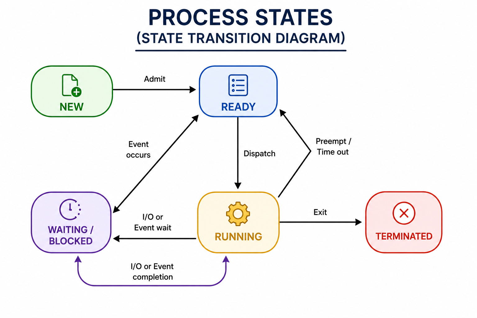 Define a process. What are the various states a process can be in? image 1